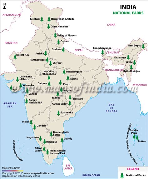 List Of National Parks In India Map Of National Parks In India