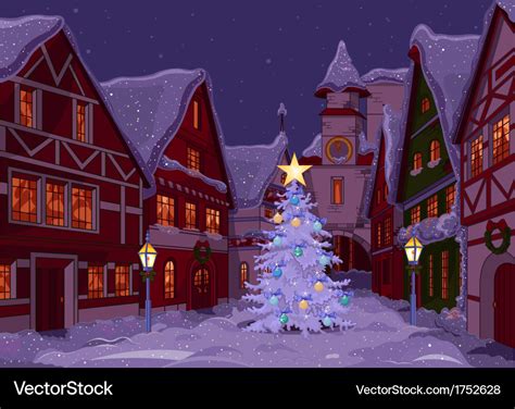 Christmas Night At Town Royalty Free Vector Image
