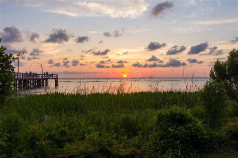 Bayfront Park Pier In Daphne Alabama At Sunset Stock Photo Image Of