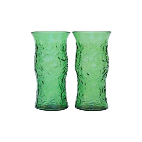 Emerald Green Glass Vases A Pair Green Glass Vase Vintage Green Glass Green Milk Glass