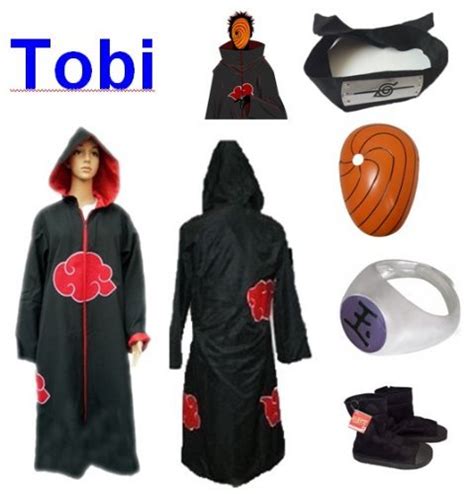 Buy Sunkee Naruto Itachi Tobi Cosplay Costume Set Akatsuki Cloak Hood
