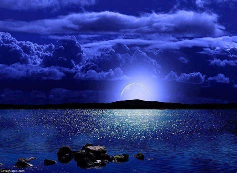 Blue Night Photography Blue Sky Night Ocean Clouds Sea Moonlight