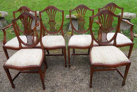 Fine antique chairs , singles, arm chairs, easy chairs, elbow chairs, pairs, sets, suites from the georgian, victorian and edwardian periods. Set of Six Antique Style Mahogany Shield Back Dining ...