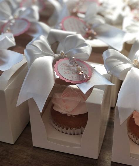 Cupcake Box With Bow Personalized Tag And Cupcake Favor Box Etsy