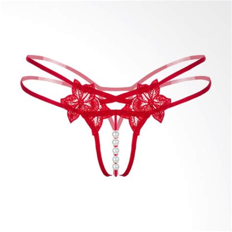 promo jakarta lingerie jlg132 open crotch mutiara sexy g string red merah semua ukuran