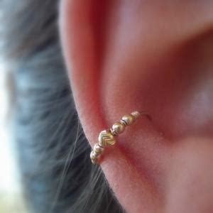 Gold Filled Conch Helix Cartilage Hoop Ring Piercing Beaded Helix