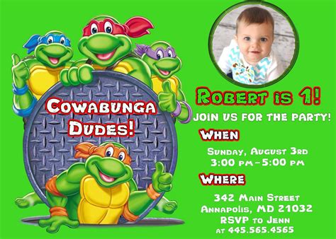 Ninja Turtle Birthday Party Invitations FREE Printable Baby Shower