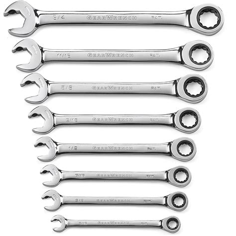 Gearwrench 85599 8 Piece Sae Ratcheting Open End Wrench Set Amazonca