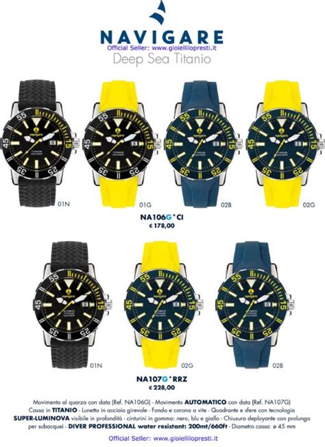 orologio uomo navigare watch automatico deep sea titanio silicone giallo diver professional 200