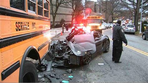 Porsche Crashes Into Parked School Bus In Flushing Queens