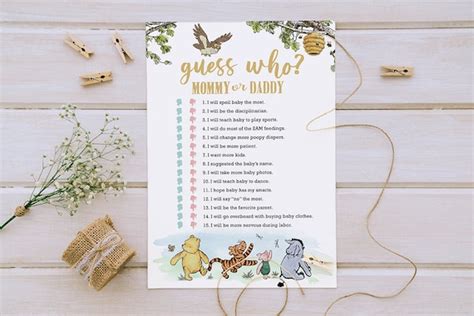 Classic Winnie The Pooh Baby Shower Games Guess Who Mommy Or Etsy
