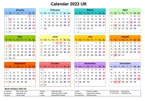 Free Printable England 2022 Calendar With Holidays Pdf