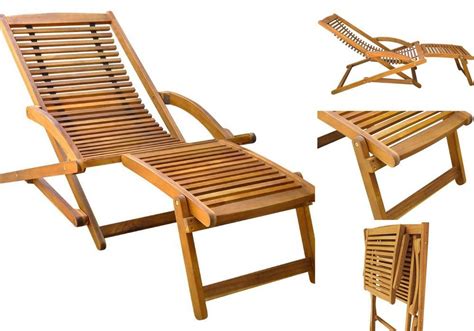 Folding Outdoor Deck Chair Wooden Garden Seat Footrest Pool Steamer Sun Lounger Garden Chairs