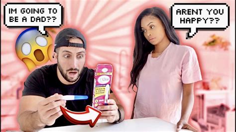 leaving out a positive pregnancy test cute reaction youtube