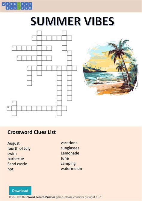 Summer Crossword Templates At