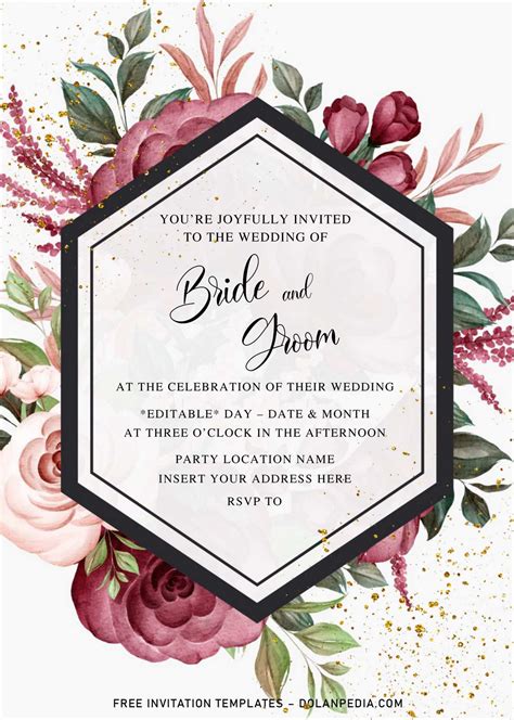Free Burgundy Roses Wedding Invitation Templates For Word Dolanpedia