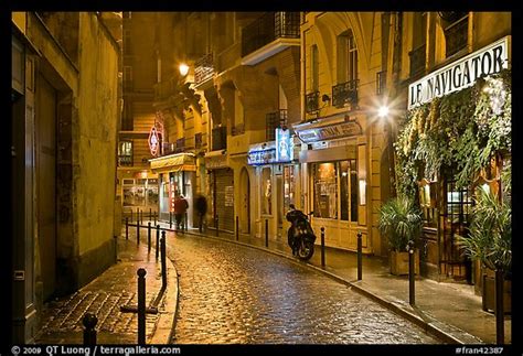 Picturephoto Street With Cobblestone Pavement And Restaurants By