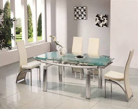 DONATO EXTENDING GLASS CHROME DINING ROOM TABLE & 6 CHAIRS ...