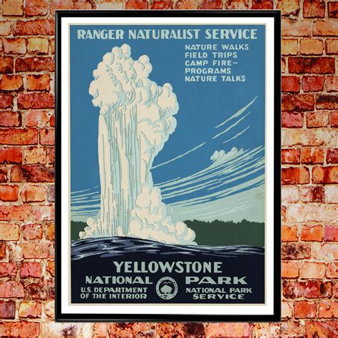Yellowstone National Park Poster Yellowstone National Park Wyoming 1938