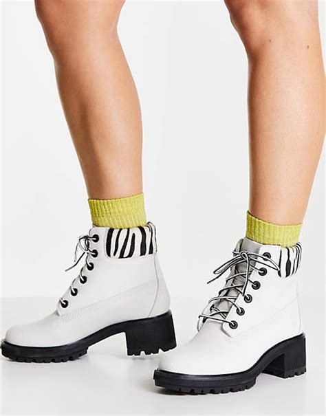 Timberland Kinsley 6 Inch Zebra Print Boots In Whiteblack Asos