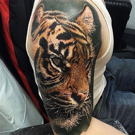 Realistic Tiger Portrait Sleeve Best Tattoo Design Ideas
