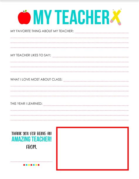 What I Love About My Teacher Printable Printable Word Searches