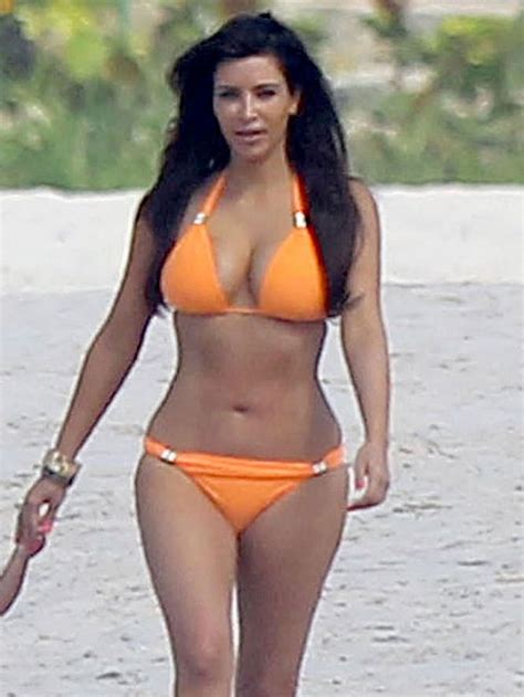 kim kardashian in orange bikini hawtcelebs