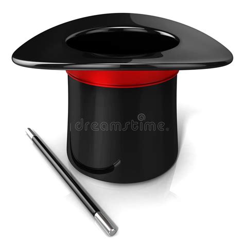 Magic Wand And Hat On Blank Board With Black And Red Border 3d Render