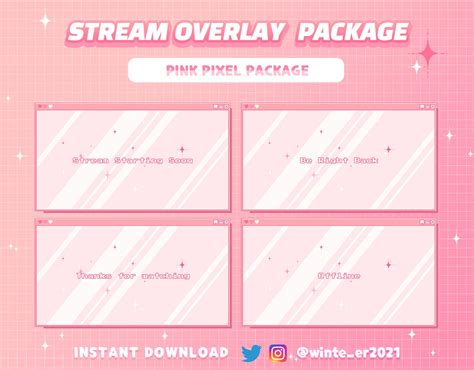 Twitch Pink Pixel Computer Stream Overlay Package Animated Etsy Uk
