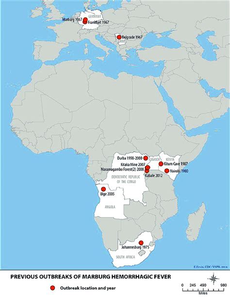 Diseases that cause haemorrhagic fevers, such as marburg, are often fatal as they affect the body's. Distribution of outbreaks of Marburg virus disease from ...