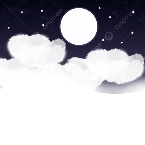 아름다운 달 별과 구름 투명한 배경이 있는 어두운 밤하늘 밤하늘 아름다운 달 구름 Png 일러스트 및 Psd 이미지 무료