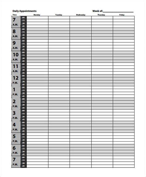 Free Printable Appointment Calendar Template Printable Free Templates