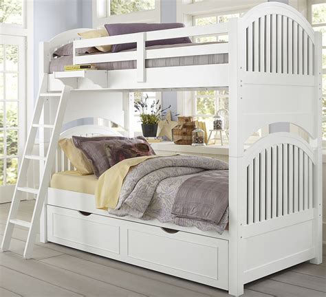 Lake House White Adrain Twin Over Twin Bunk Bed With Trundle From Ne