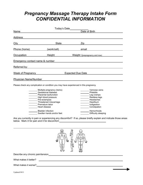 Printable Consent Form Massage Therapy Intake