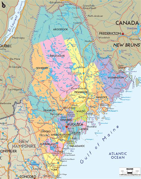 Detailed Map Of Maine State Usa Ezilon Maps