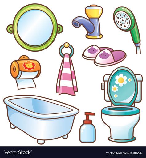 A Collection Of Bathroom Items Including A Toilet Sink And Mirror