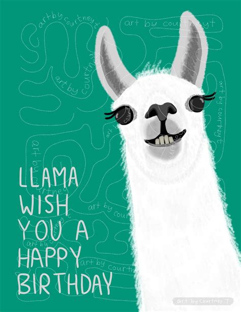 Digital Download Llama Birthday Card Llama Wish You A Etsy