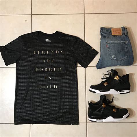 Buy your favorite girl's clothing at affordable prices at belk®. Black & Gold Nike tee, Levi 511, Jordan 4 "royalty" Outfit ...