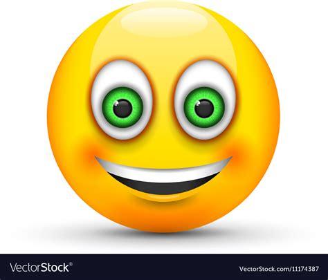 Smiling Emoji Big Realistic Green Eyes Royalty Free Vector