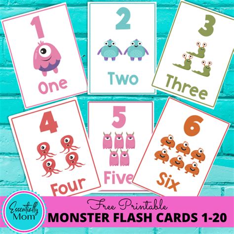Pdf files for numbers set the above flashcards are for numbers 1 to 12: Monster Number Flash Cards | FREE Printable Number Flash ...