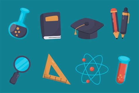 Free Vector Set Of Education On Integrate Flat Icons Colorful School