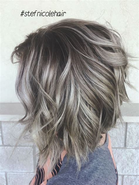 Silver Hair Balayage Smudge Root Choppy Bob Hairstyles Cool Hairstyles