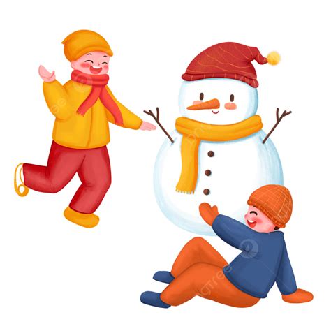 Children Playing Snowball Fight Snowing Snowball Fight Snowman Png