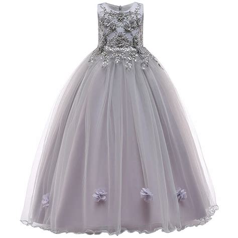 4 14y Lace Teenagers Kids Girls Wedding Long Dress Elegant Princess