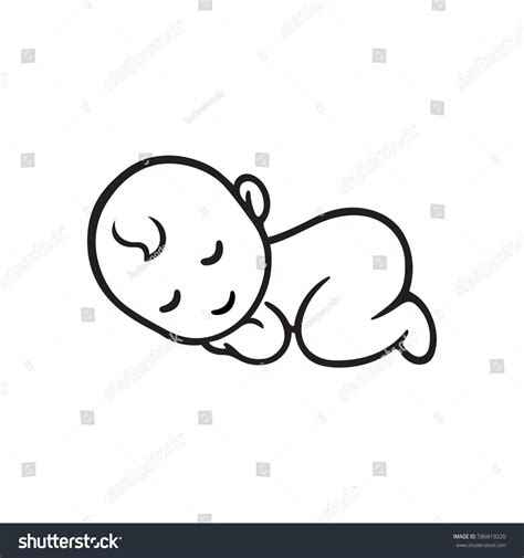 Sleeping Baby Silhouette Stylized Line Logo Cute Simple Illustration