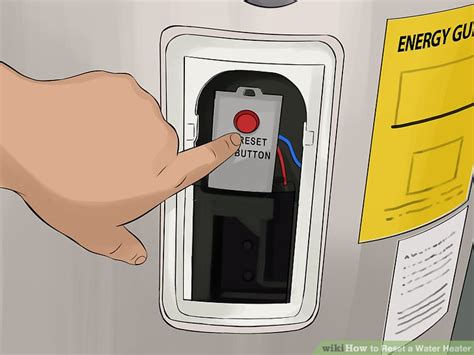 Press the small reset button in the center of the thermal switch. How to Reset a Water Heater: 9 Steps (with Pictures) - wikiHow