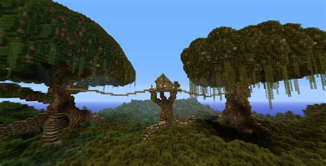 minecraft tree houe with two huge trees d minecraft project