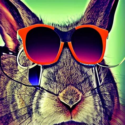 Cool Rabbit Face Wearing Sunglasses Realistic Stable Diffusion Openart