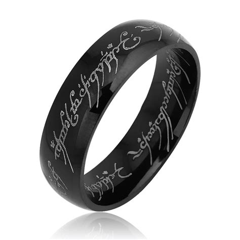 Qiyige Magic Letter The Lord Of One Ring Stainless Steel Black Silver Gold Titanium Ring For Men