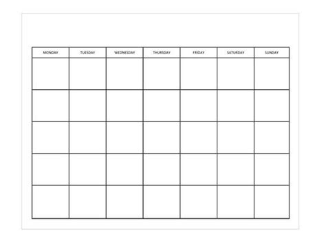 Monday Start Printable Blank Monthly Calendar Minimalist Etsy In 2020